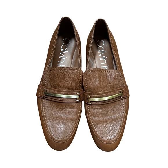 Calvin Klein tan leather loafers flats slip on casual shoes ladies US size 9 - Picture 13 of 15
